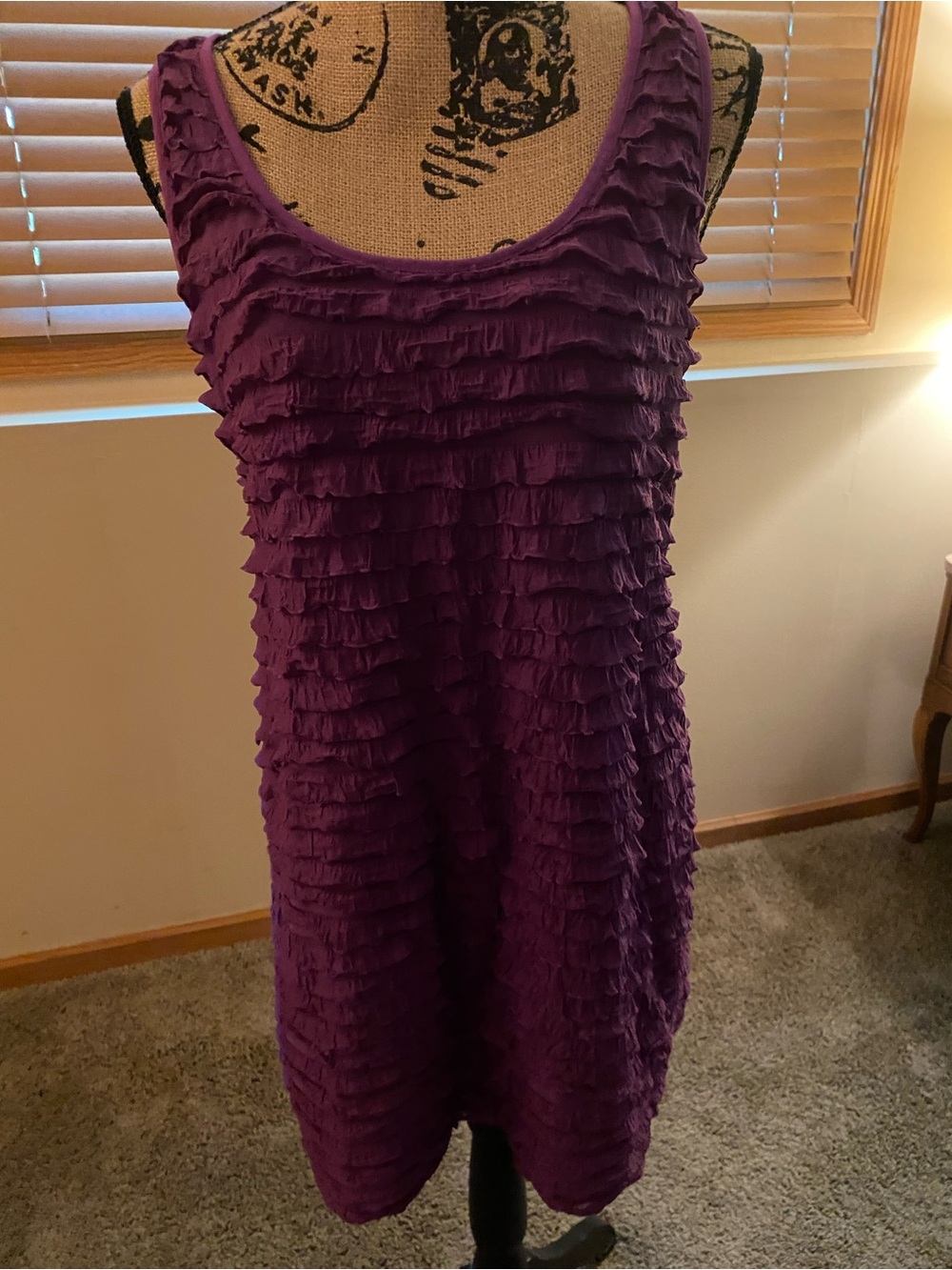 Free People Purple Ruffle Tank Mini Dress
